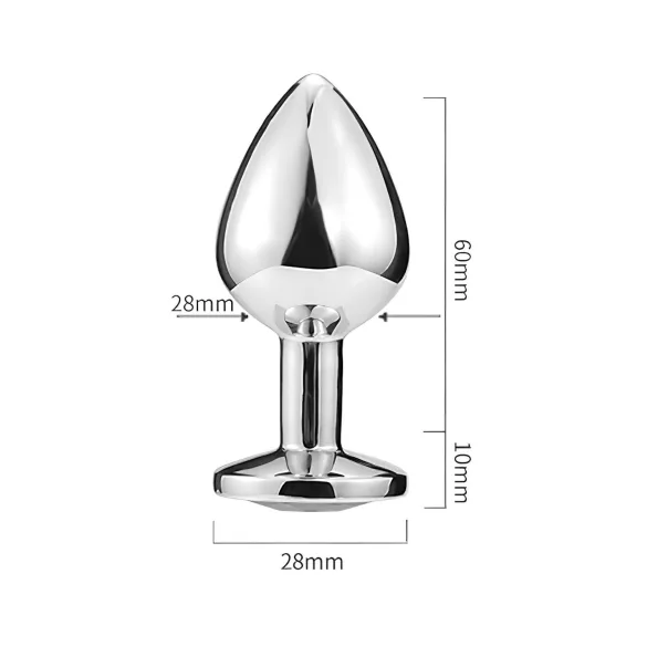 Sunfo - metalni analni čep sa roze kamenom (srebrni)