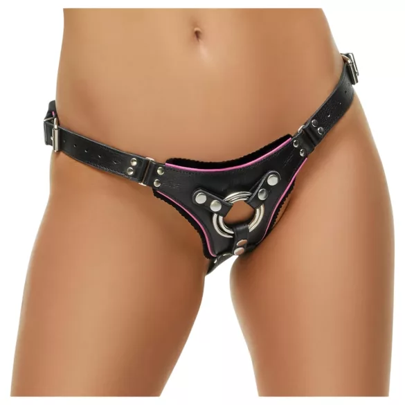 ZADO - kožne donje gaće za kaiš-dildo za BDSM (crne, S-L)