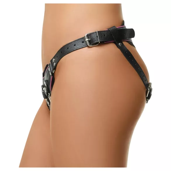 ZADO - kožne donje gaće za kaiš-dildo za BDSM (crne, S-L)