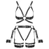ZADO - višedelni kožni harness set sa lisicama - crni (S-M)
