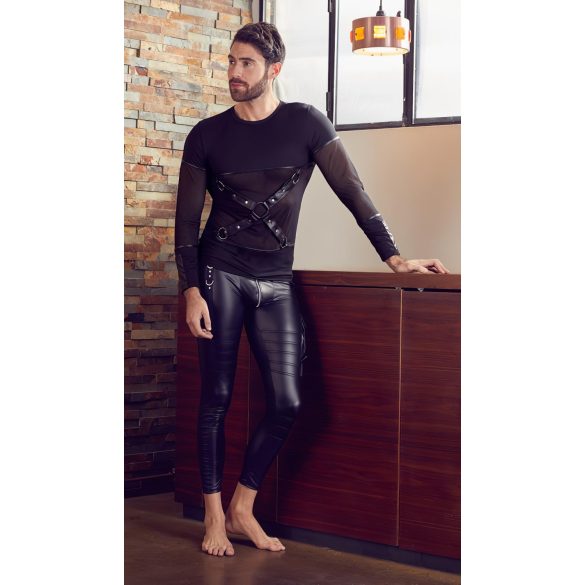 NEK - crna muška majica sa dugim rukavima i ukrštenim trakama - M