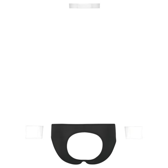 Svenjoyment - Muški konobar tanga kostim set (crno-belo)