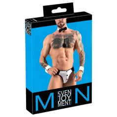   Svenjoyment - Muški konobar tanga kostim set (crno-belo) - M