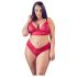 Cottelli Plus Veličine - meki čipkasti grudnjak set (crveni) - 2XL