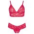 Cottelli Plus Veličine - meki čipkasti grudnjak set (crveni) - 2XL
