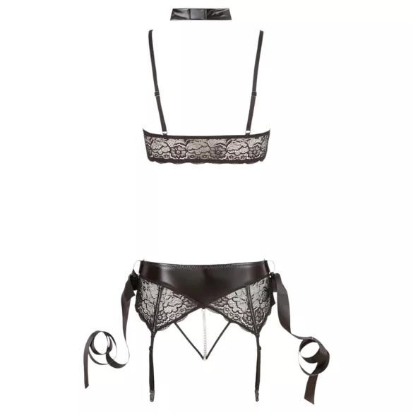 Cottelli Bondage - čipkasti donji veš set (5 delova) - L