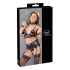 Cottelli Bondage - čipkasti sjajni veš set (4 dela) - L