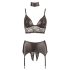 Cottelli Bondage - čipkasti sjajni veš set (4 dela) - L