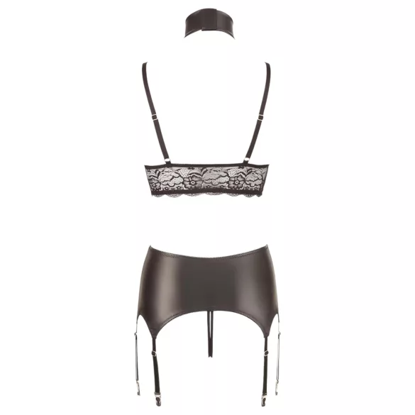 Cottelli Bondage - čipkasti sjajni veš set (4 dela) - L