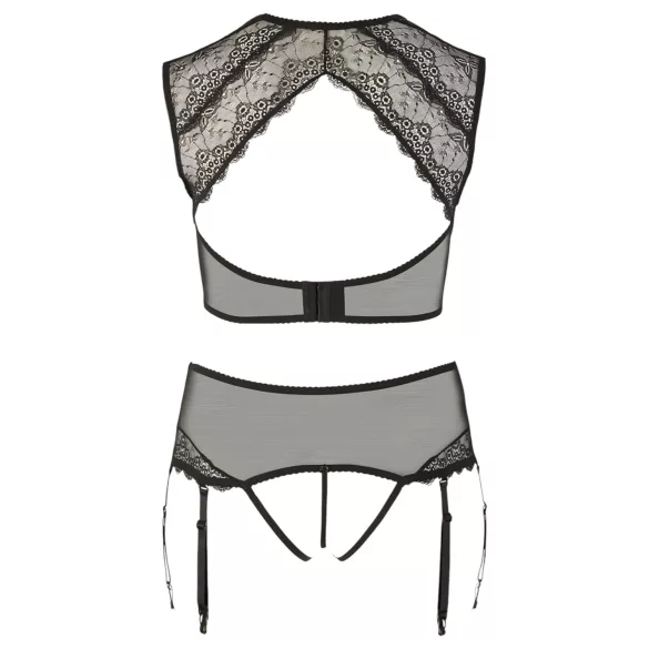 Cottelli Plus Size - čipkani set sa kristalima (crni)