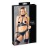 Cottelli Bondage - sjajni set sa podizačem grudi i lisicama (crni)