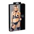 Cottelli Bondage - sjajni set sa podizačem grudi i lisicama (crni)