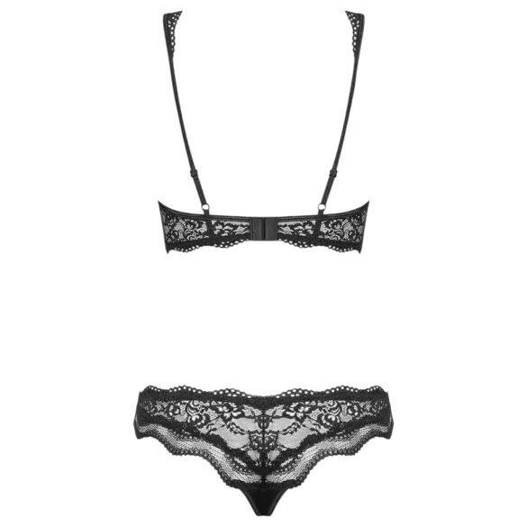 Obsessive Luvae - cvetni, sa kamenčićima grudnjak set (crna) - L/XL