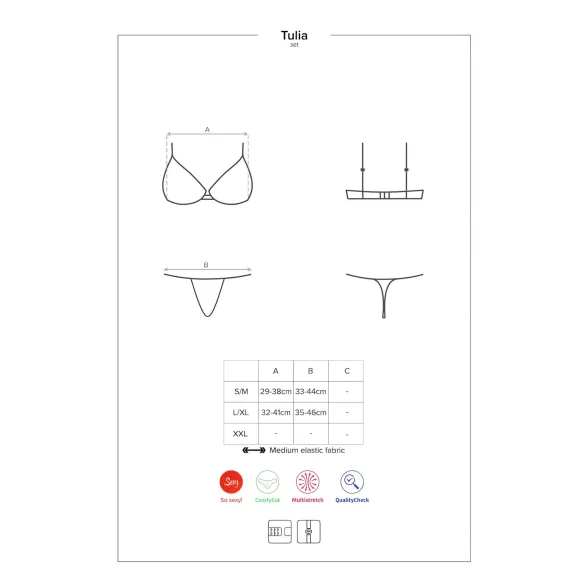 Obsessive Tulia - Čipkani donji veš set (crno-roze)