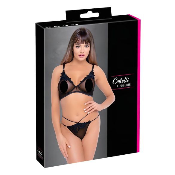 Cottelli - providni čipkasti grudnjak set (crni) - L