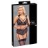 Cottelli Bondage Plus - čipkasti grudnjak set (crna) - 4XL