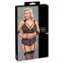 Cottelli Bondage Plus - čipkasti grudnjak set (crna) - 4XL