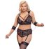Cottelli Bondage Plus - čipkasti grudnjak set (crna) - 4XL