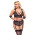 Cottelli Bondage Plus - čipkasti grudnjak set (crna) - 4XL