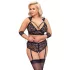 Cottelli Bondage Plus - čipkasti grudnjak set (crna) - 4XL