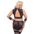 Cottelli Bondage Plus - čipkasti grudnjak set (crna) - 4XL