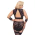 Cottelli Bondage Plus - čipkasti grudnjak set (crna) - 4XL