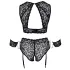 Cottelli Bondage Plus - čipkasti grudnjak set (crna) - 4XL