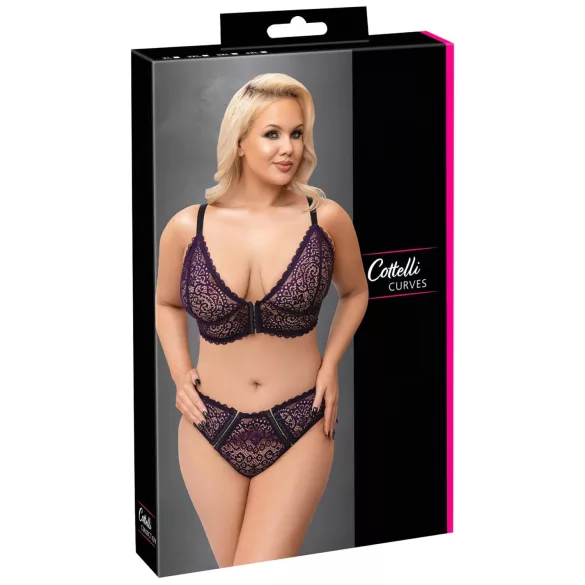 Cottelli Plus - Prozirni grudnjak set (ljubičasta)