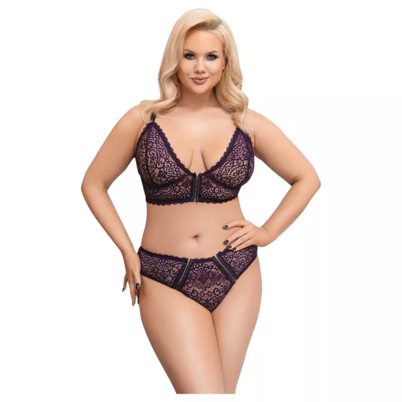 Cottelli Plus - Prozirni grudnjak set (ljubičasta)