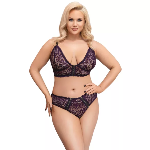 Cottelli Plus - Prozirni grudnjak set (ljubičasta) - 2XL