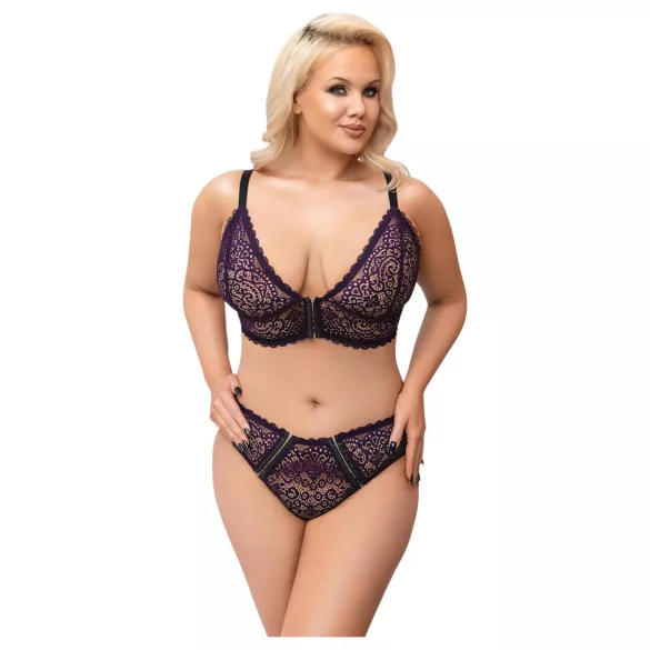 Cottelli Plus - Prozirni grudnjak set (ljubičasta) - 2XL