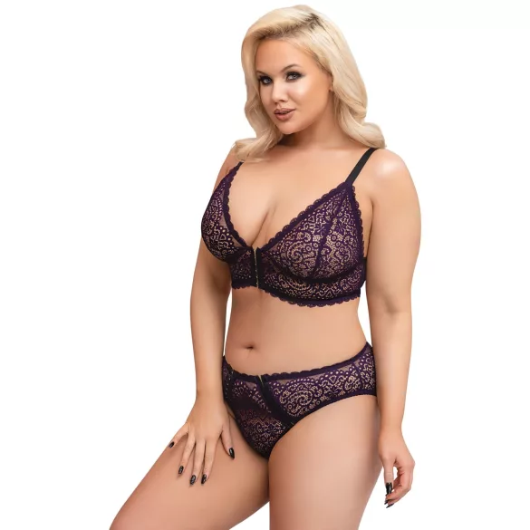 Cottelli Plus - Prozirni grudnjak set (ljubičasta) - 2XL