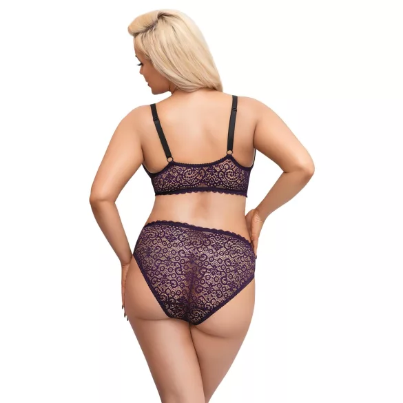 Cottelli Plus - Prozirni grudnjak set (ljubičasta) - 2XL