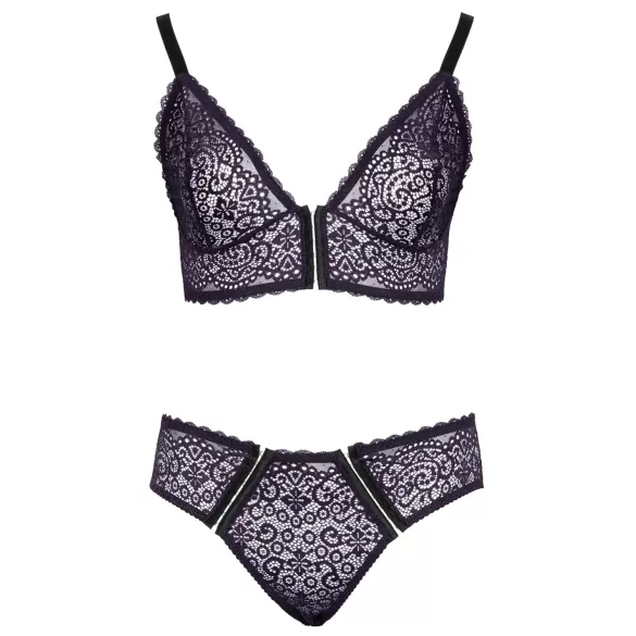 Cottelli Plus - Prozirni grudnjak set (ljubičasta) - 2XL