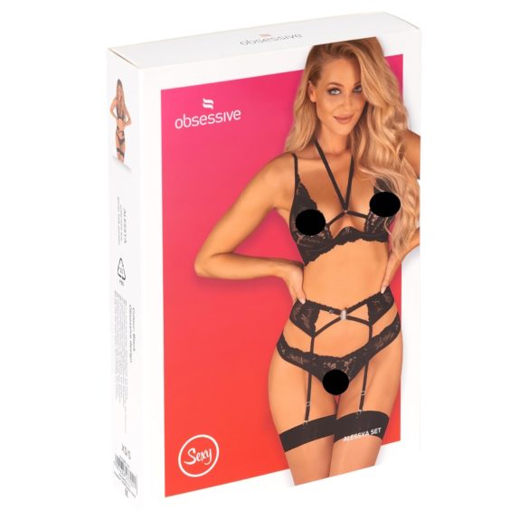Obsessive Alessya - čipkasti donji veš set (crni)