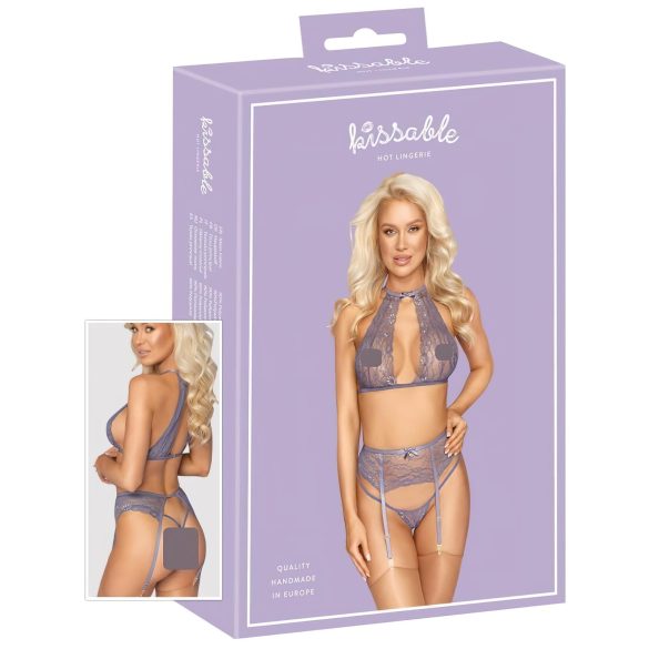 Kissable - Ljubičasti čipkani donji veš set - L/XL