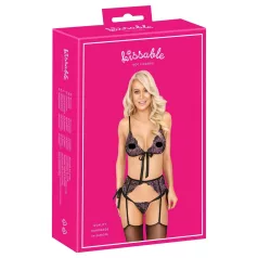   Poljubivi - roze-ljubičasti vezeni grudnjak set (crno) - L/XL