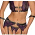 Cottelli Bondage - set donjeg veša i lisice (crna-ljubičasta)