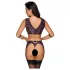 Cottelli Bondage - set donjeg veša i lisice (crna-ljubičasta) - XL