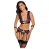 Cottelli Bondage - set donjeg veša i lisice (crna-ljubičasta) - XL