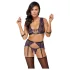 Cottelli Bondage - set donjeg veša i lisice (crna-ljubičasta) - XL