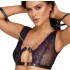 Cottelli Bondage - set donjeg veša i lisice (crna-ljubičasta) - XL