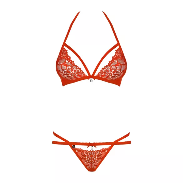 Obsessive 838-SET-3 - set crvenog čipkastog brushaltera sa trakama - L/XL