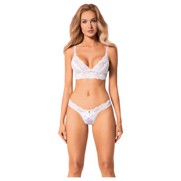 Obsessive Set Heavenlly - čipkani grudnjak set (beli) - M/L