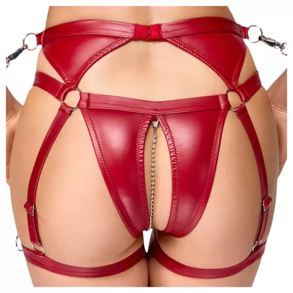 Cottelli Bondage - sjajni grudnjak set i lisice (crvene) - M