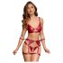 Cottelli Bondage - sjajni grudnjak set i lisice (crvene) - L