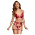 Cottelli Bondage - sjajni grudnjak set i lisice (crvene) - XL