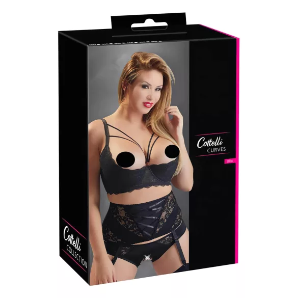 Cottelli Plus Size - crni potporni grudnjak sa prstenovima - 85E