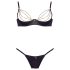 Cottelli - Set sa lancima i satenskim podizačem grudi sa cirkonima (crno) - 85C/L