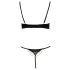Cottelli - Set sa lancima i satenskim podizačem grudi sa cirkonima (crno) - 85C/L
